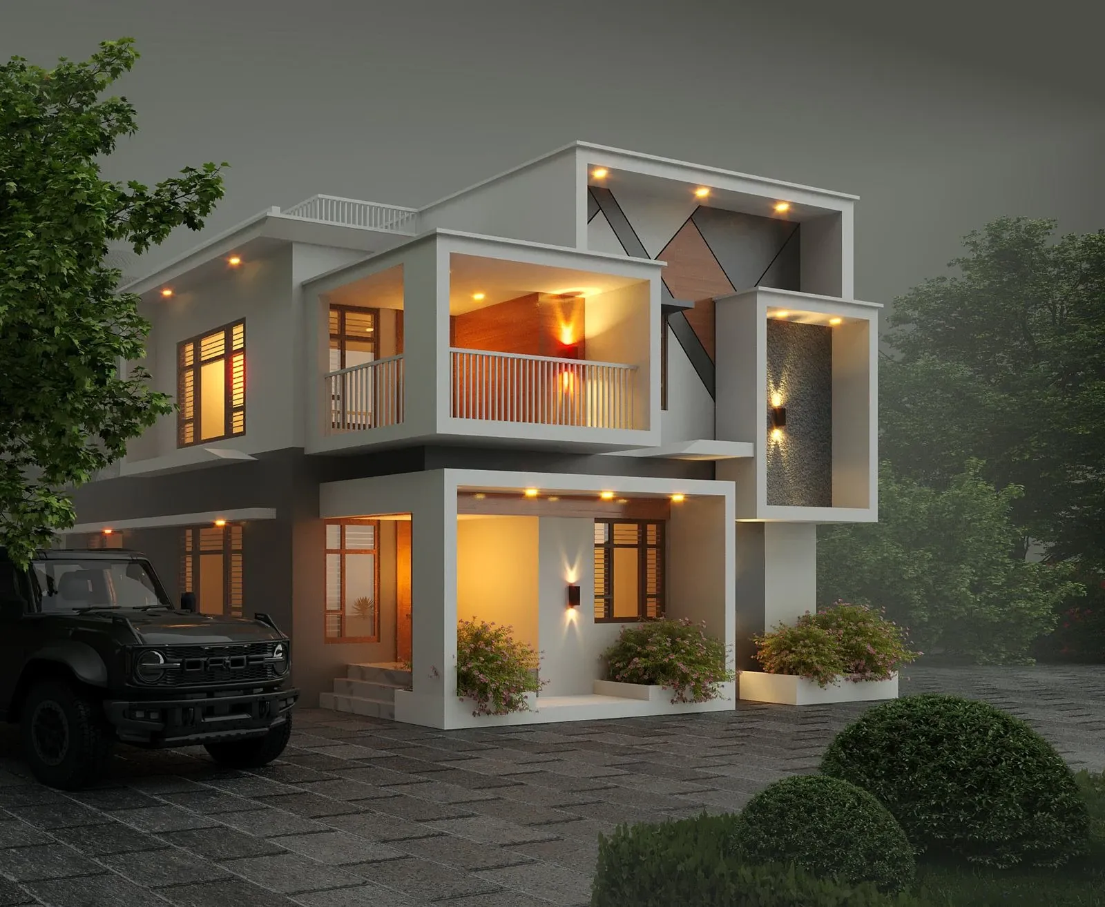 GK Constructions Architectural Villa with Ambient Illumination Architectural Presentation