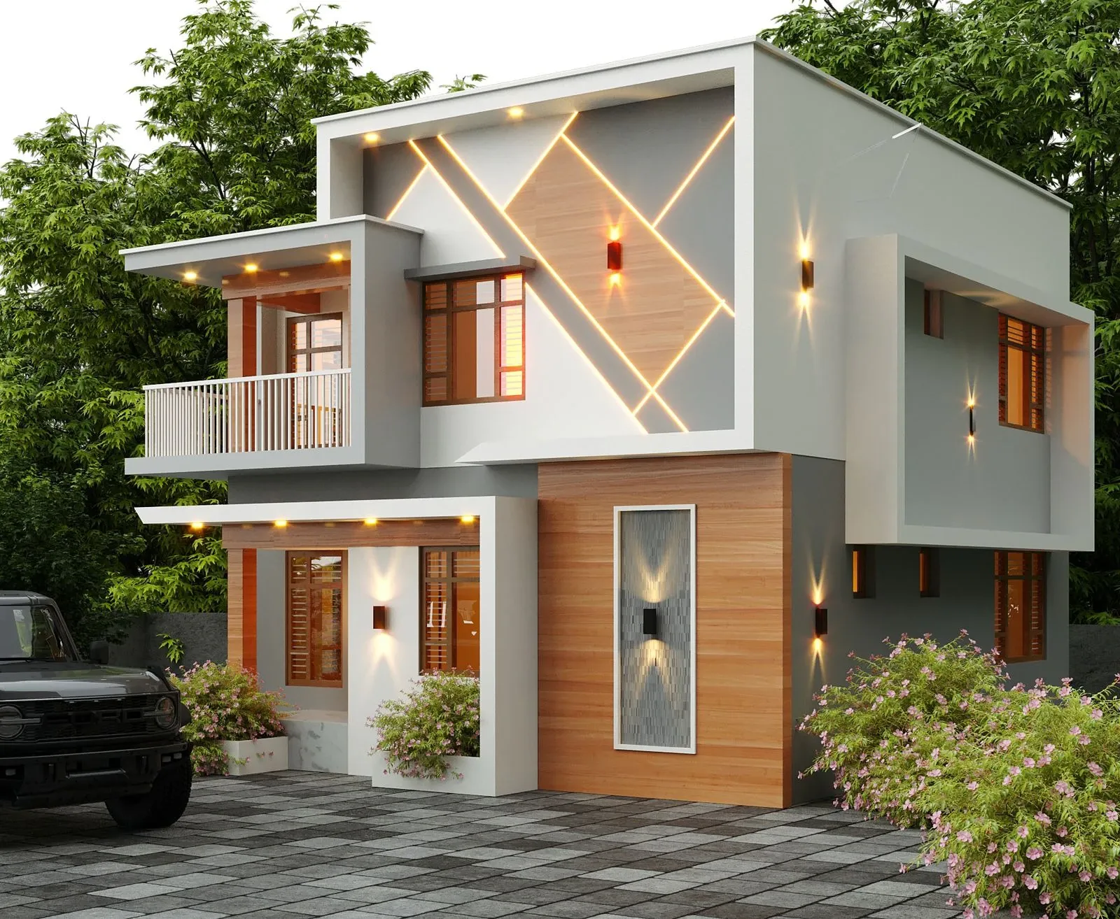 GK Constructions Modern Geometric Facade Residence Architectural Presentation